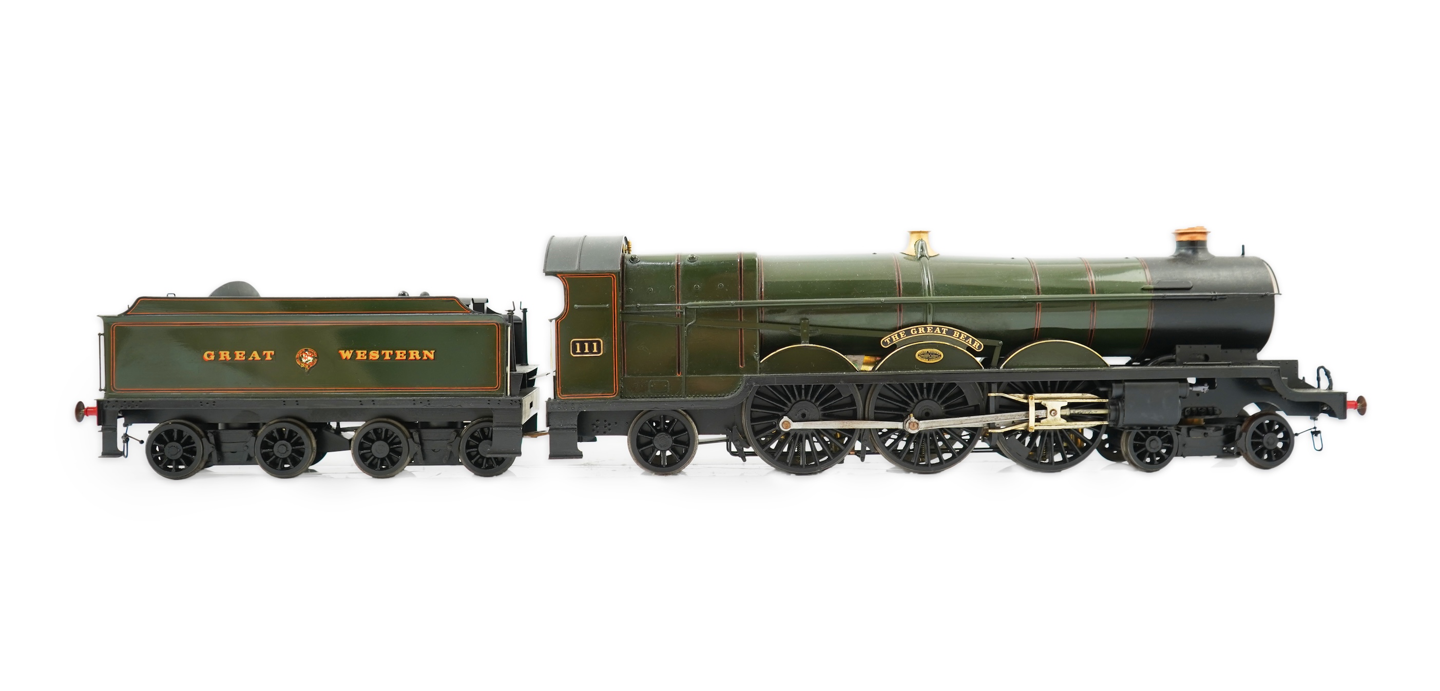 A Gauge One Cherry Scale Models (No. 66) model of GWR The Great Bear 111, 4-6-2 locomotive with bogie tender, powered for two rail operation.